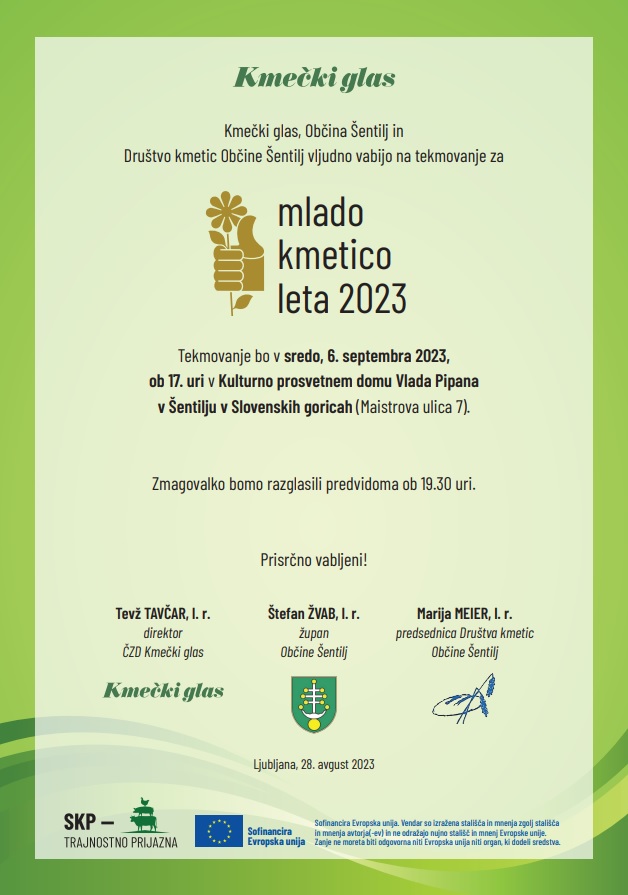 Vabilo - mlada kmetica leta
